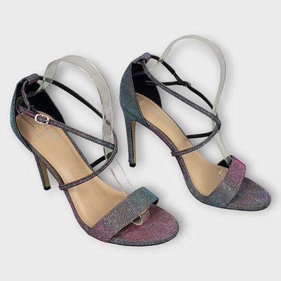 Mix No. 6 Zaydia Metallic Color Shift Strappy High Heels Size 8.5 Wedding Prom - Picture 1 of 10